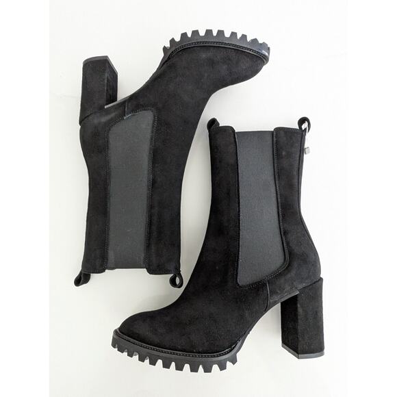 NIB Anna F. Black Suede Heeled Boots IT 41 US 11 Made in Italy Designer Shoes - Picture 9 of 11